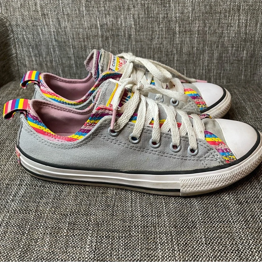 Converse All Star CTAS 669818F Wolf Gray Rainbow‎ Stripe Sneaker Youth Size 3